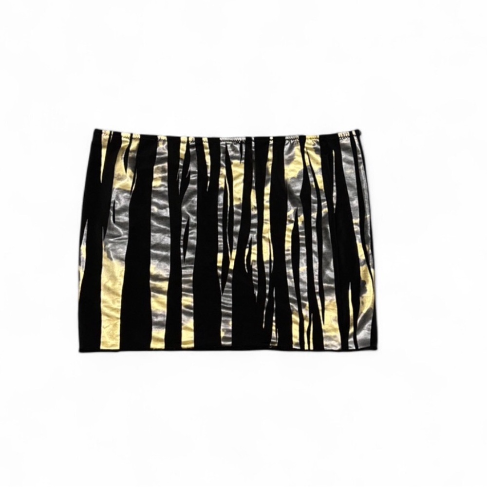Vintage Metallic Zebra Mini Skirt – Black & Gold